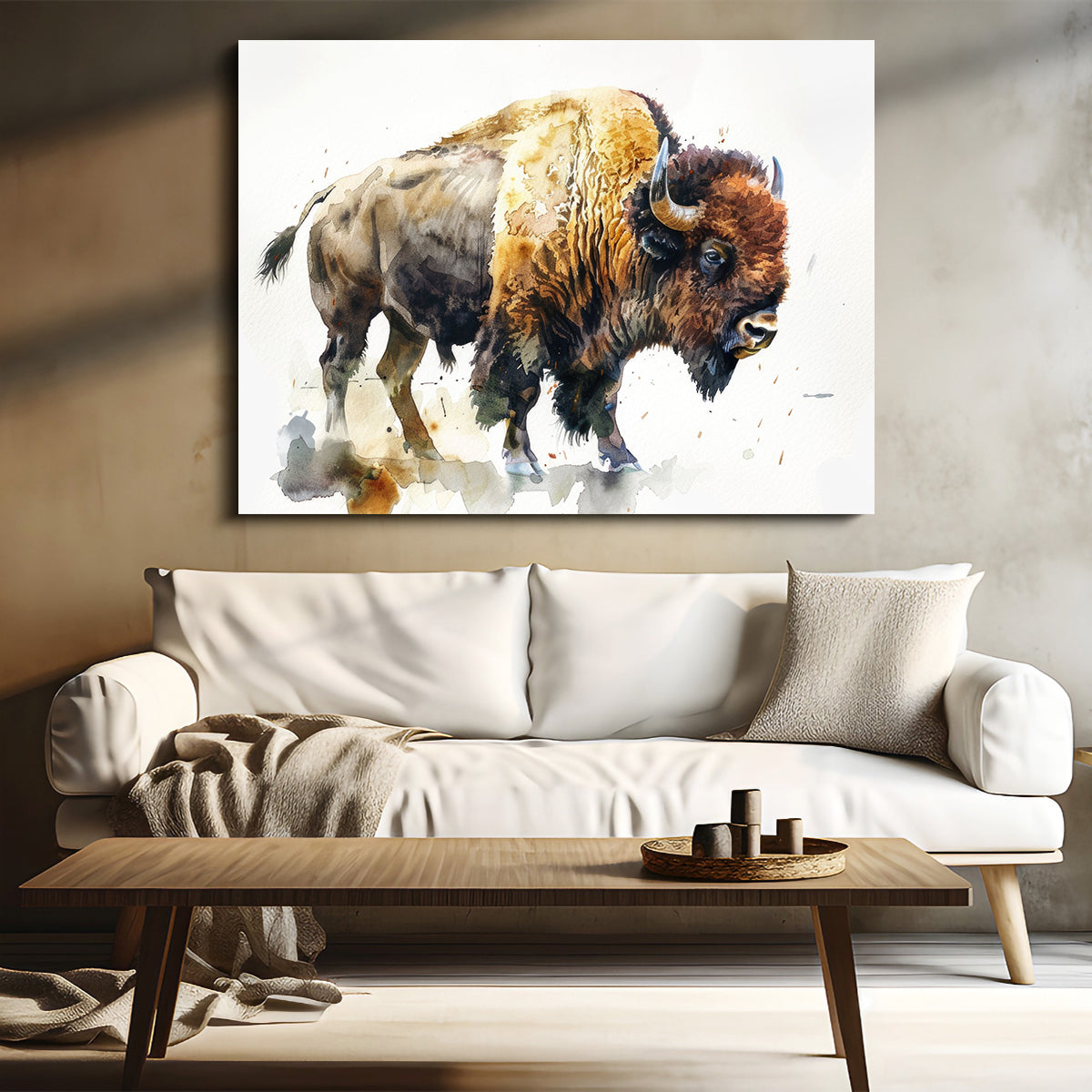 Buffalo on White Wall Art