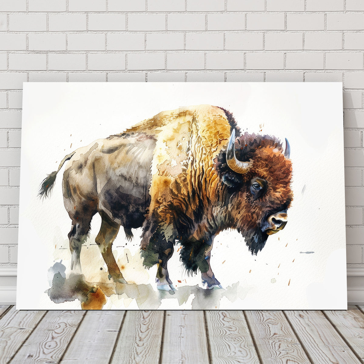 Buffalo on White Wall Art