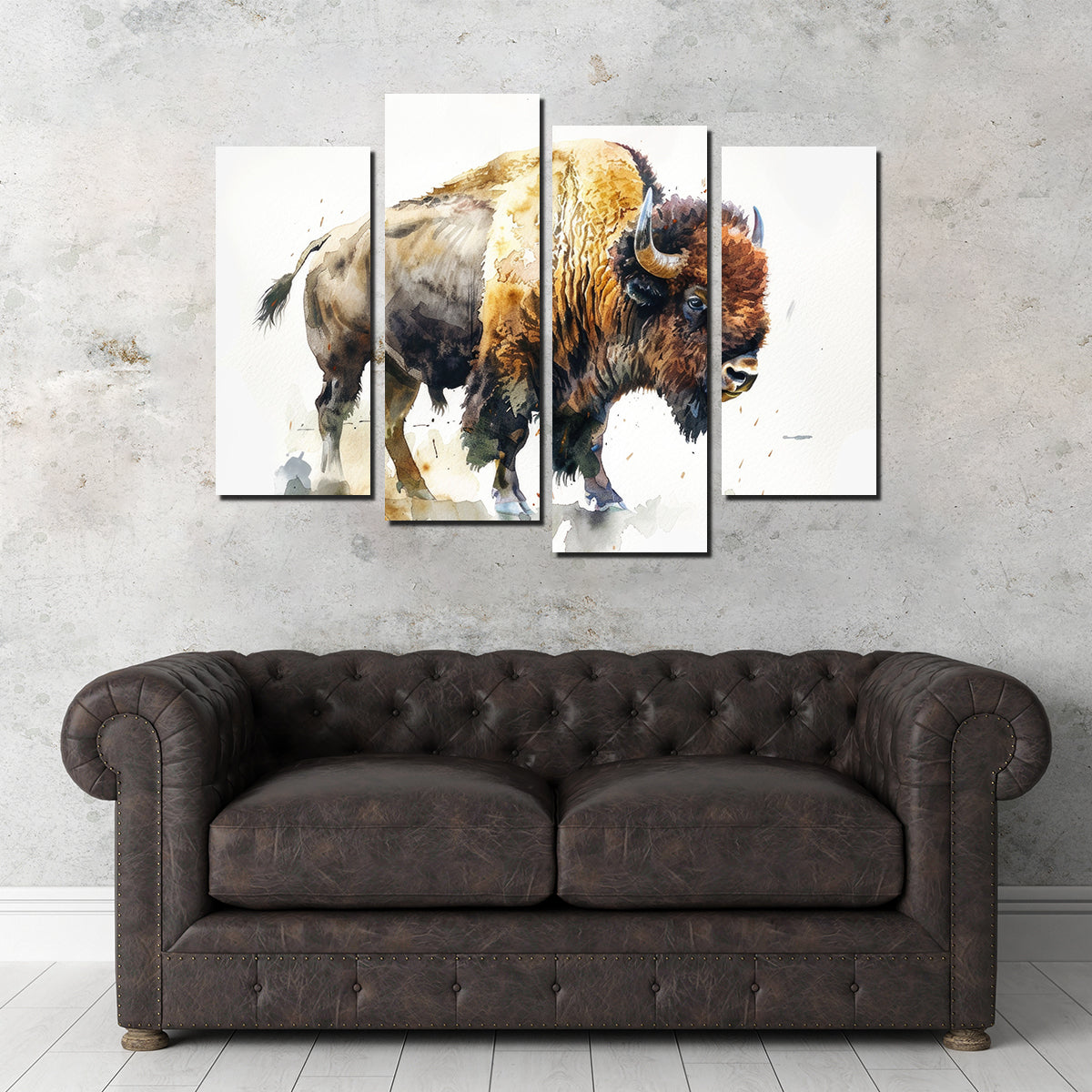 Buffalo on White Wall Art