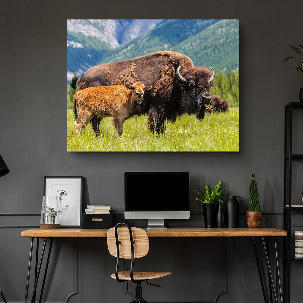 Buffalo with Calf Wall Art