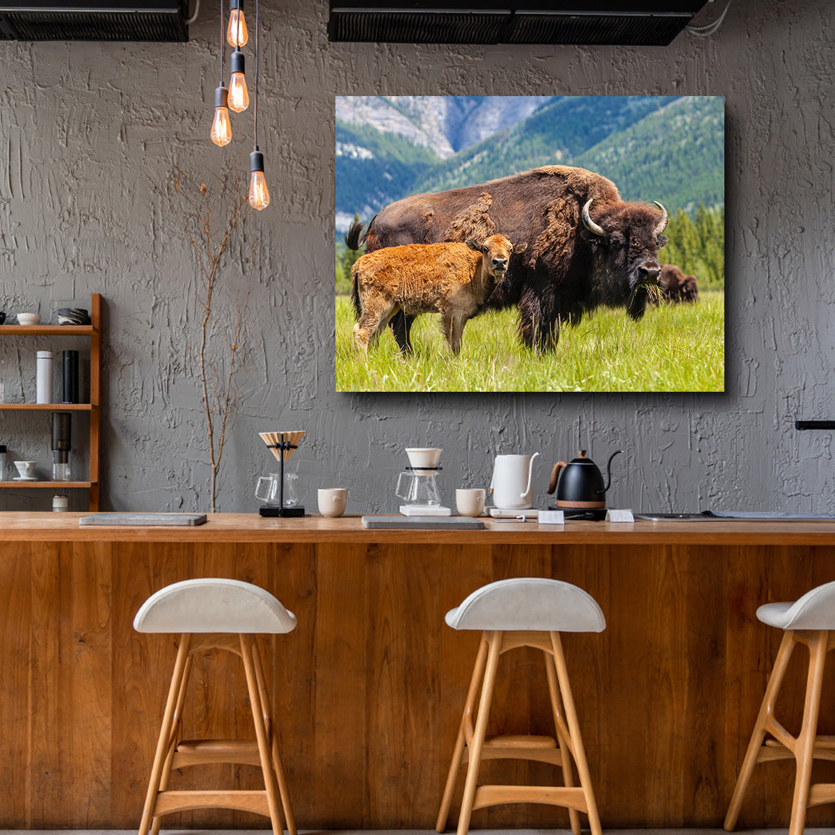 Buffalo with Calf Wall Art