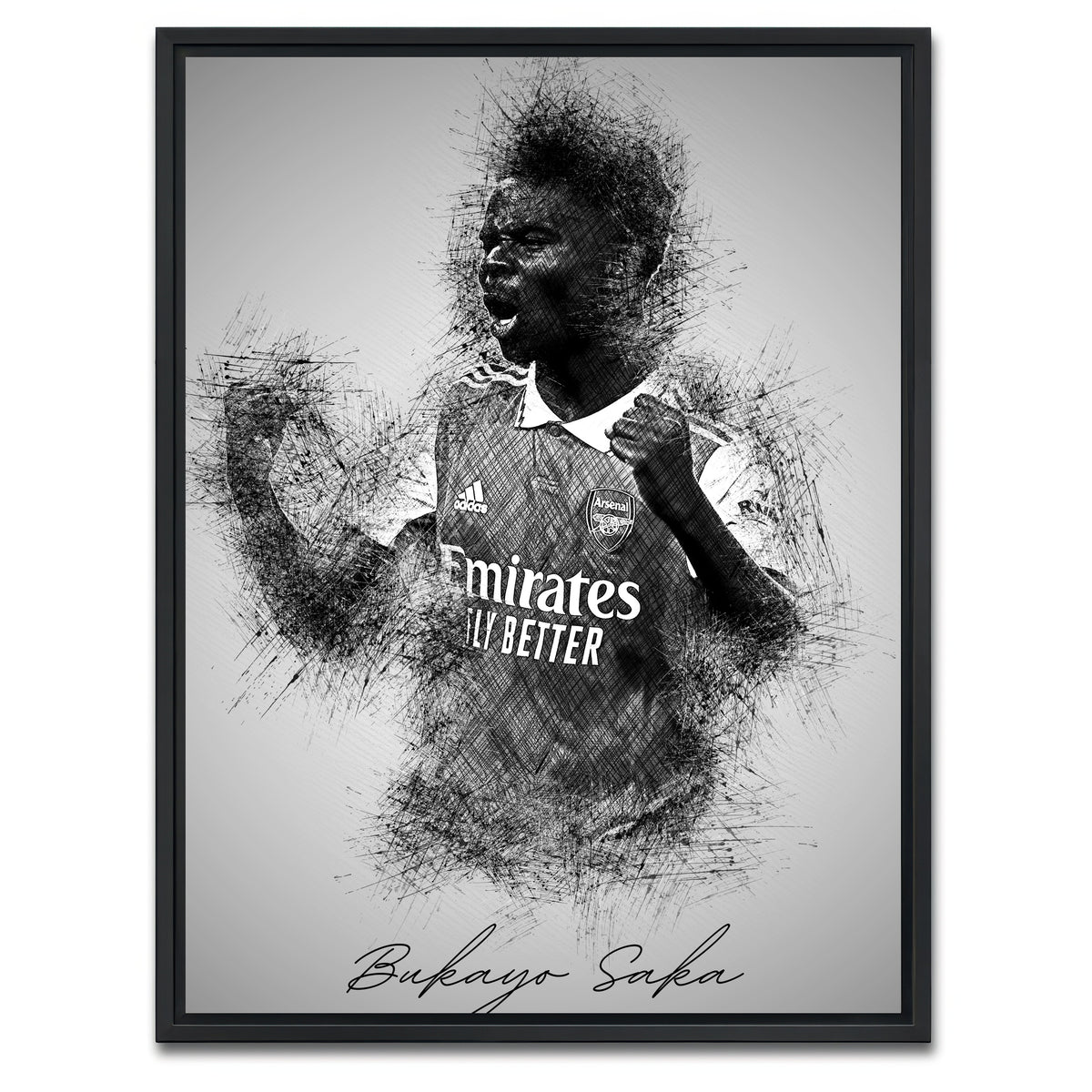 AUTO-MOCKUP WHITE | Bukayo Saka | 1 Piece | Black Framed Canvas | group=3x4