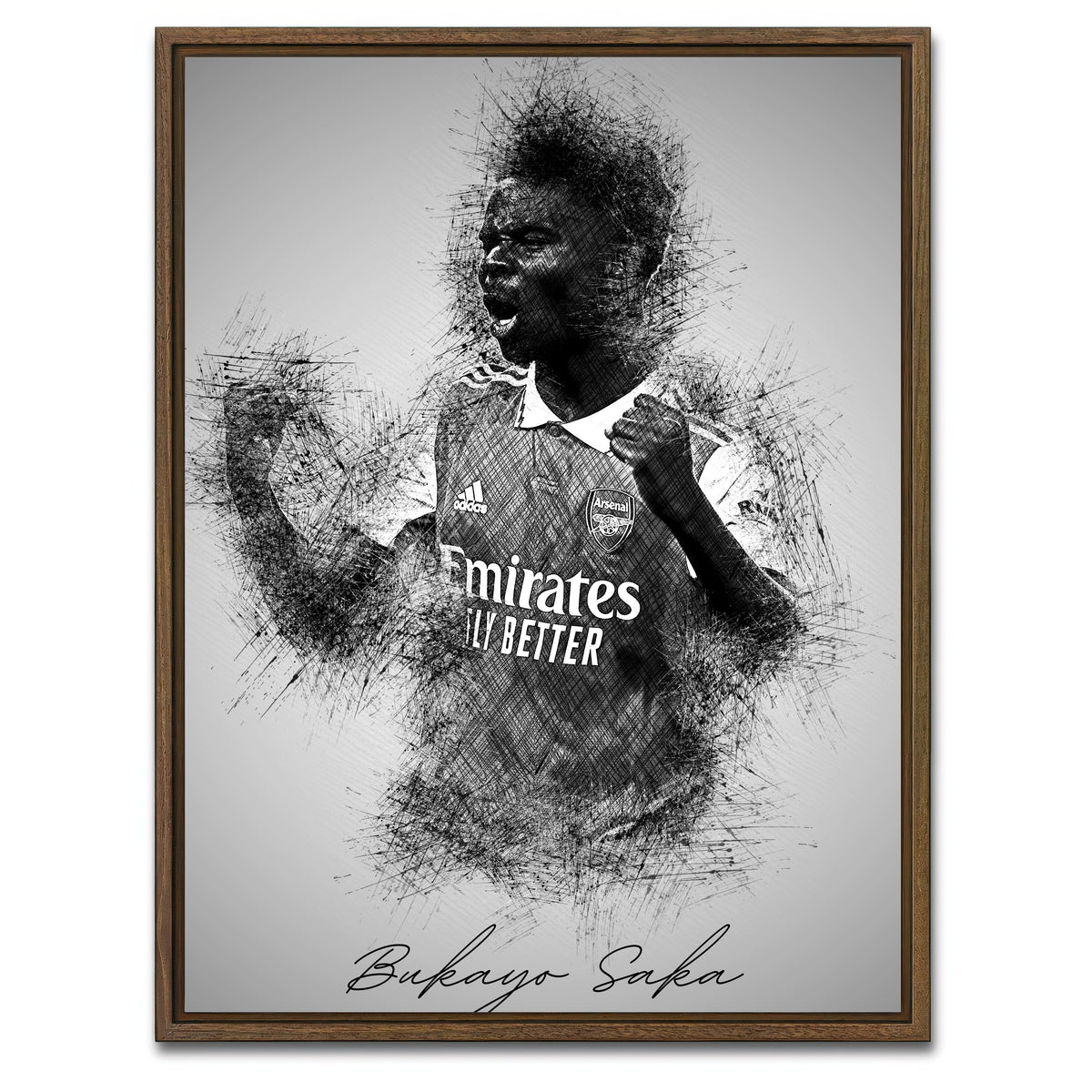 AUTO-MOCKUP WHITE | Bukayo Saka | 1 Piece | Walnut Framed Canvas | group=3x4