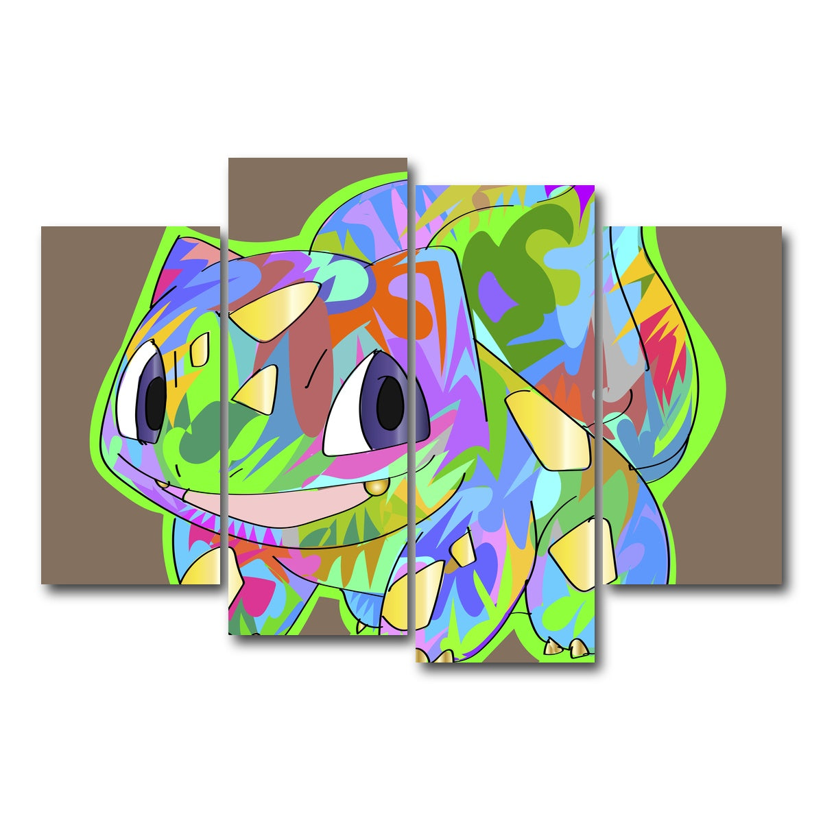 AUTO-MOCKUP WHITE | Bulbasaur | 4 Piece | Gallery Wrap Canvas | group=4_short