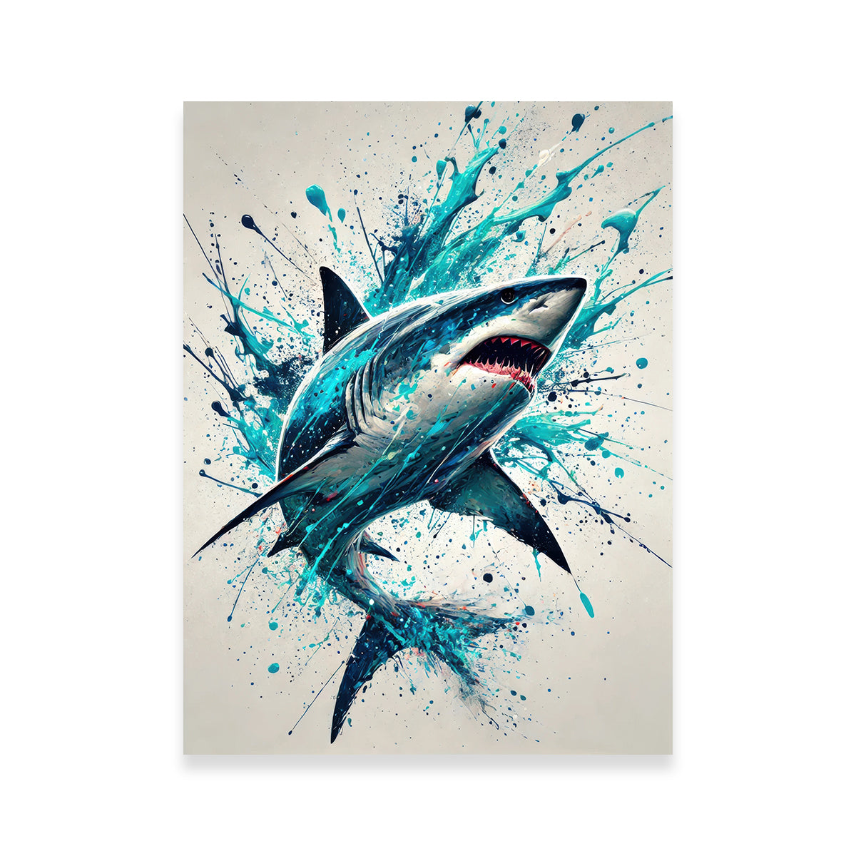 Bull Shark Blue Splash Wall Art