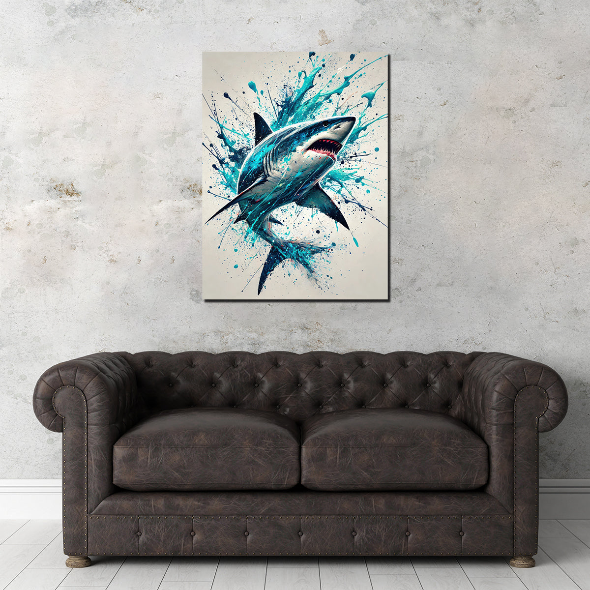 Bull Shark Blue Splash Wall Art