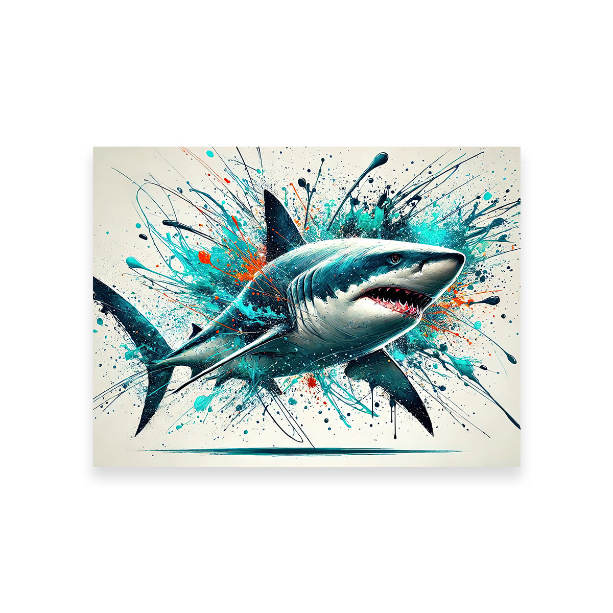 Bull Shark Color Spatter Wall Art