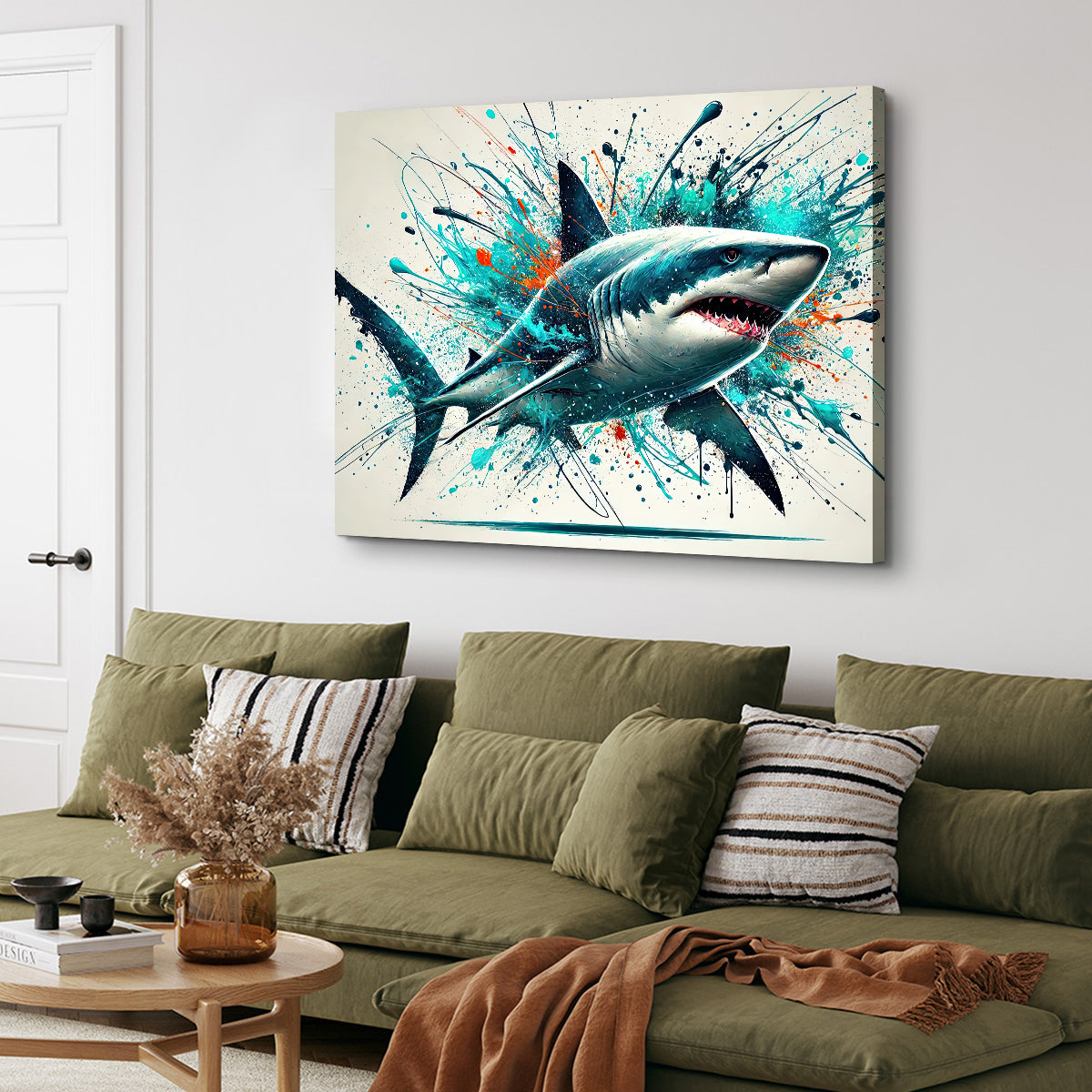 Bull Shark Color Spatter Wall Art