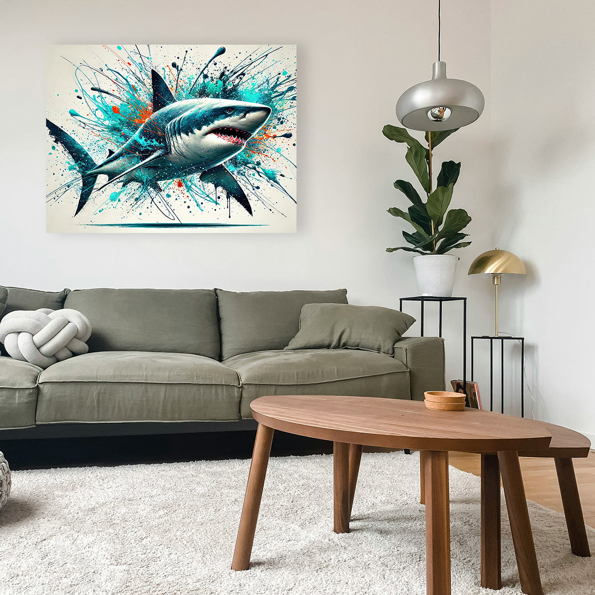 Bull Shark Color Spatter Wall Art