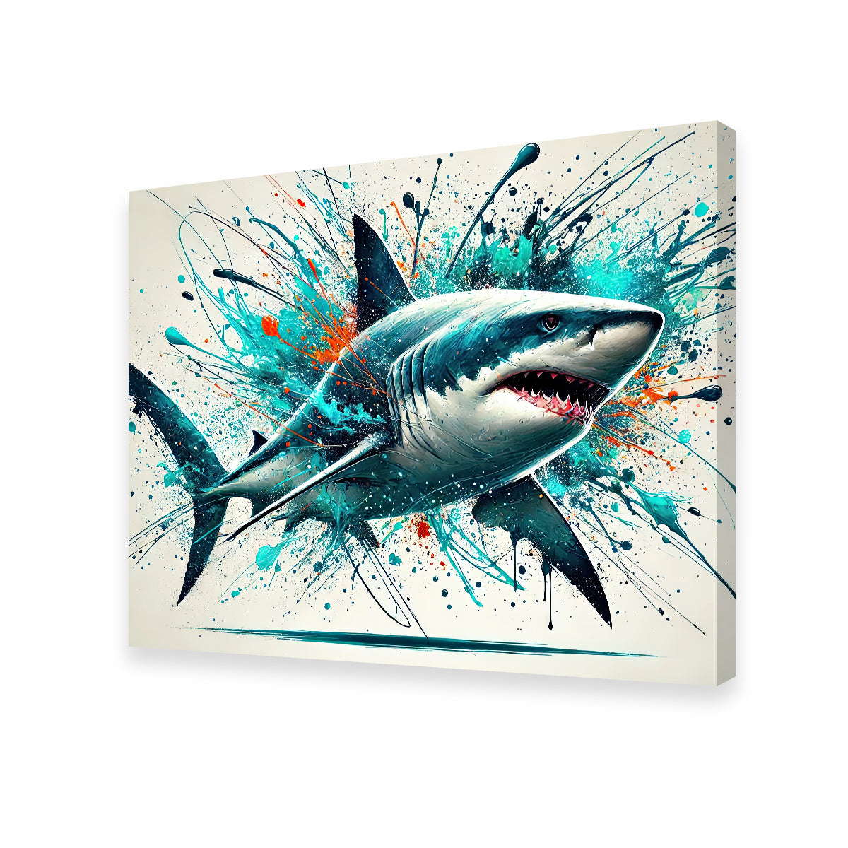 Bull Shark Color Spatter Wall Art