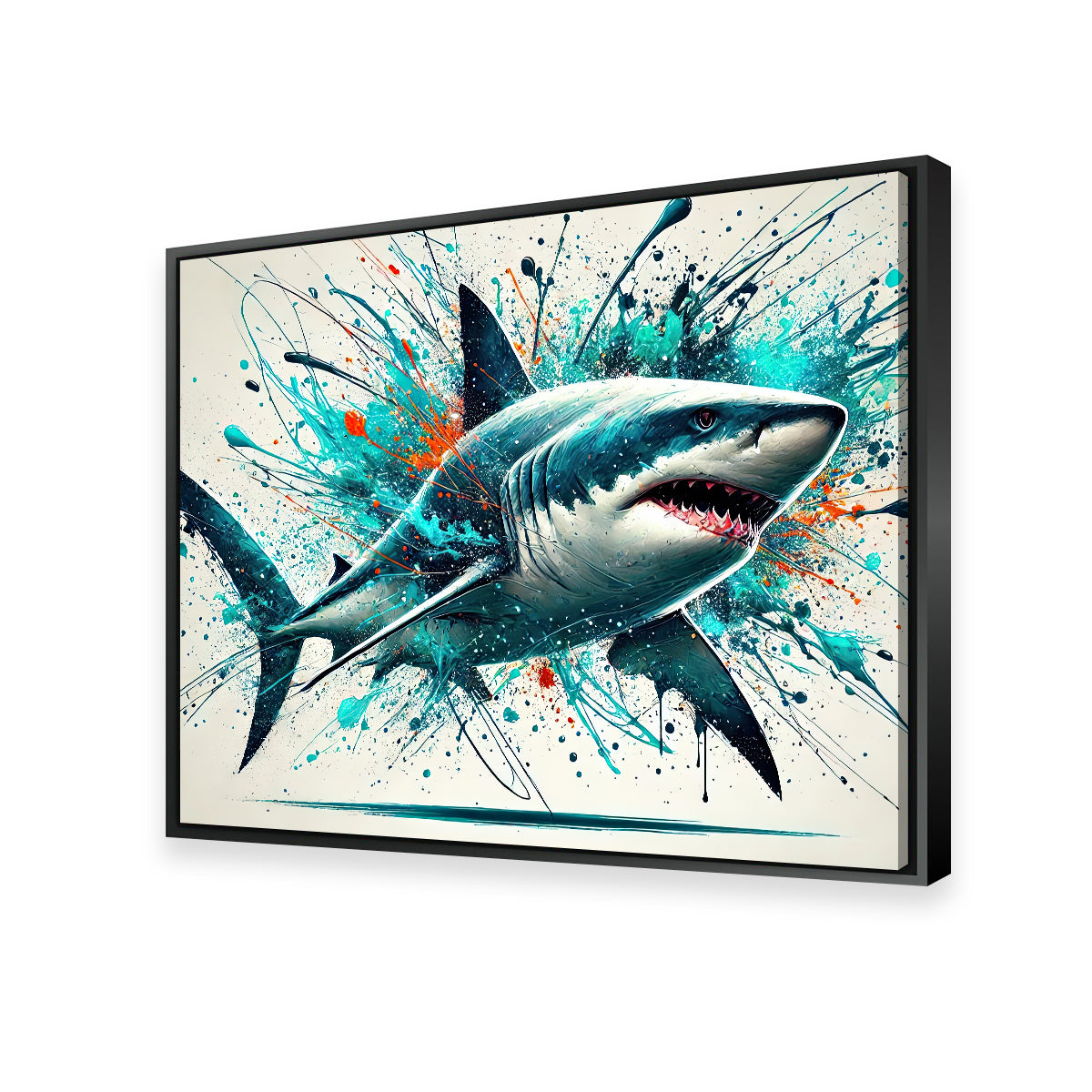 Bull Shark Color Spatter Wall Art