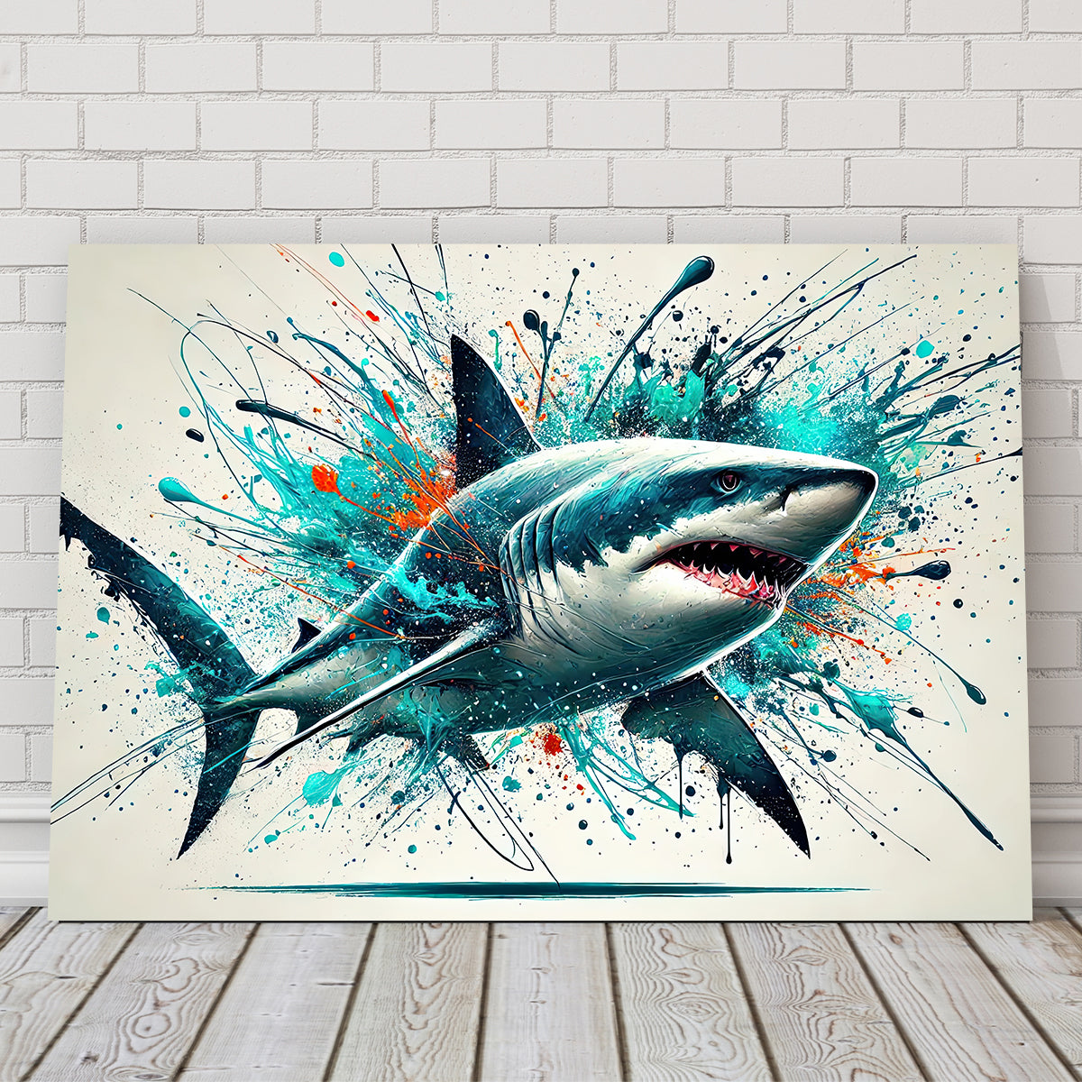 Bull Shark Color Spatter Wall Art