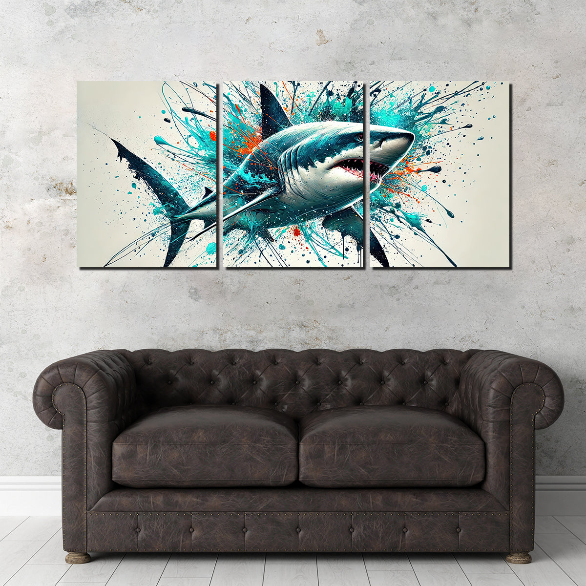 Bull Shark Color Spatter Wall Art