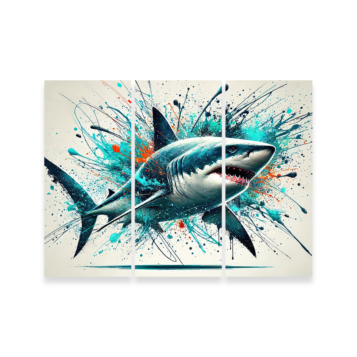 Bull Shark Color Spatter Wall Art