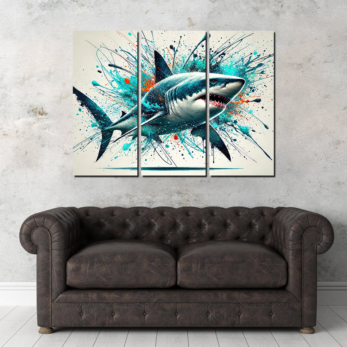 Bull Shark Color Spatter Wall Art