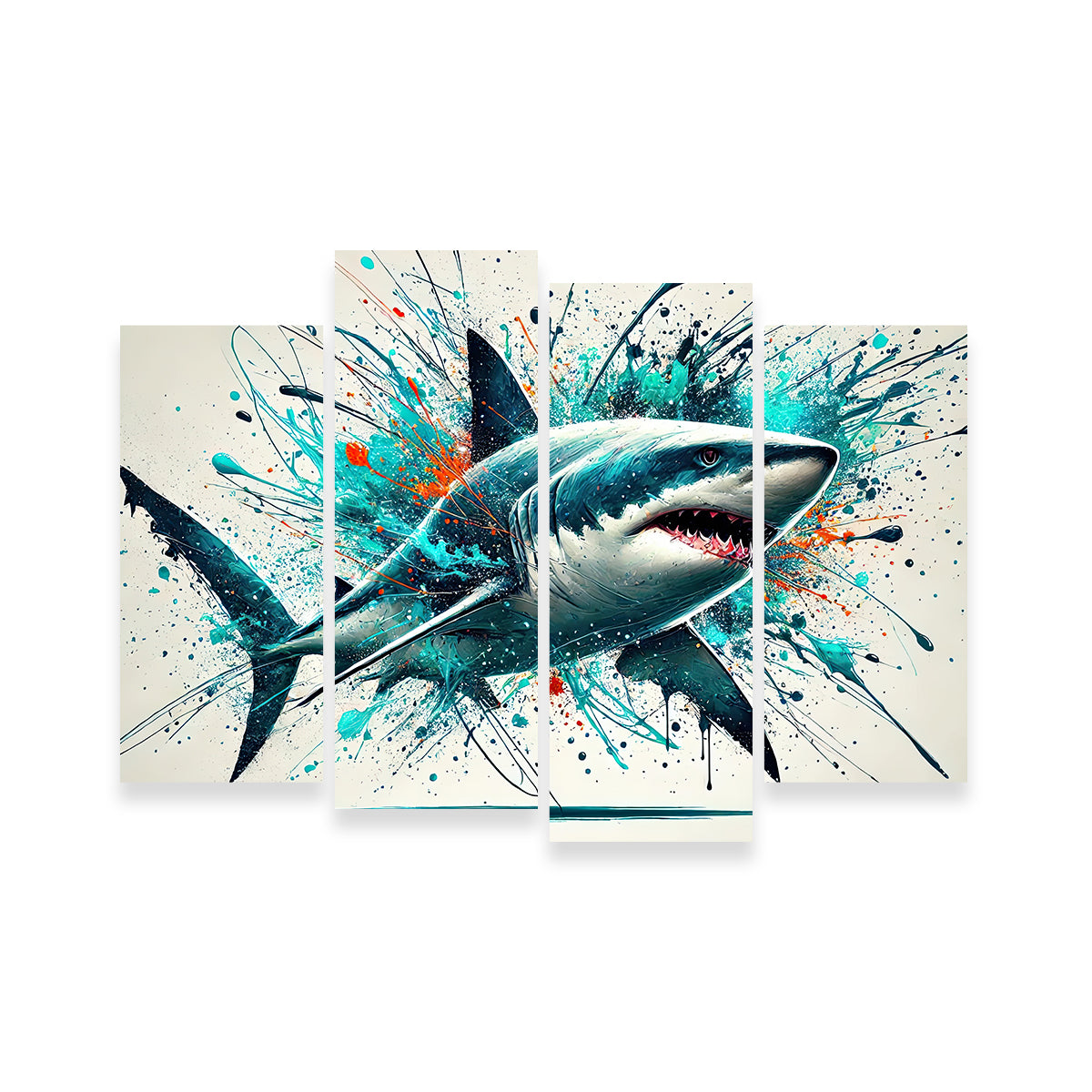 Bull Shark Color Spatter Wall Art
