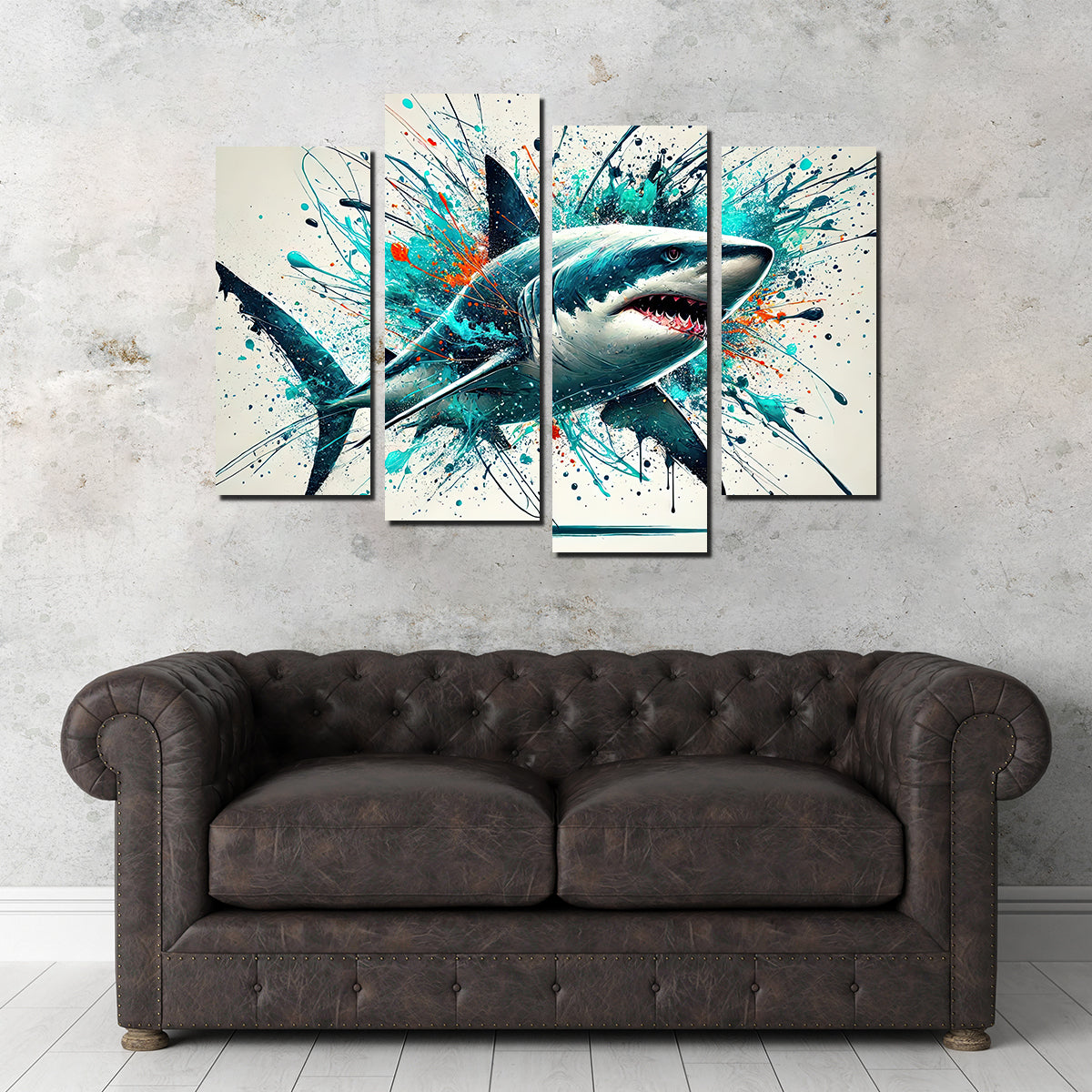 Bull Shark Color Spatter Wall Art