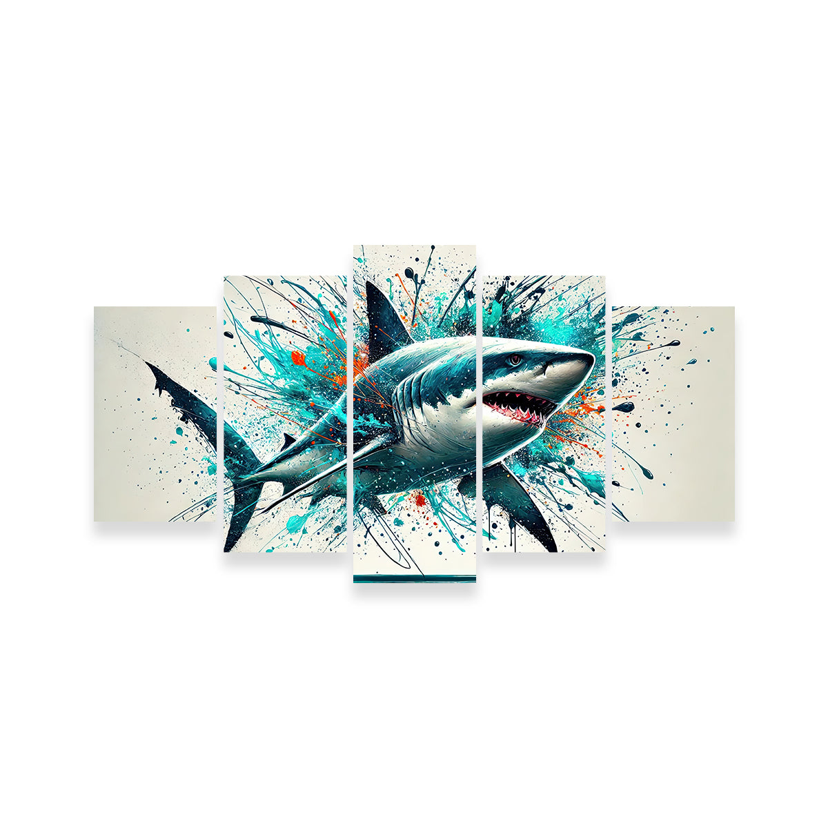 Bull Shark Color Spatter Wall Art
