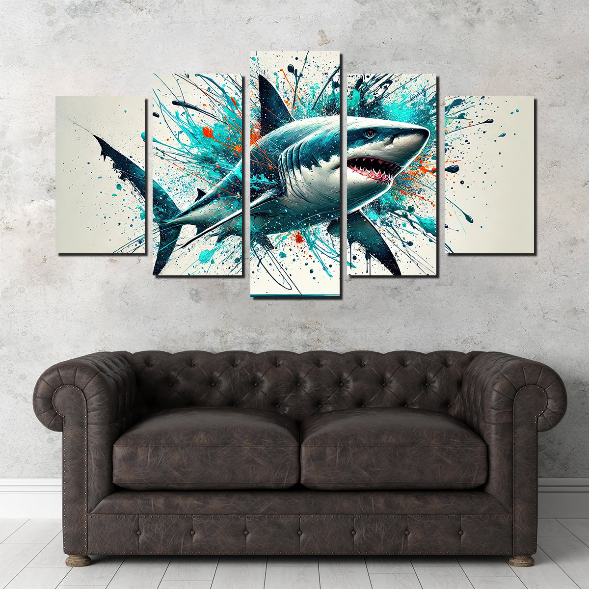 Bull Shark Color Spatter Wall Art