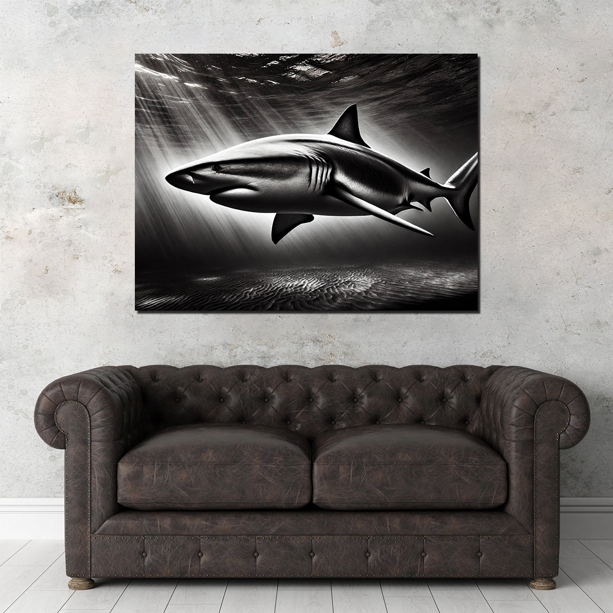 Bull Shark Grayscale Wall Art
