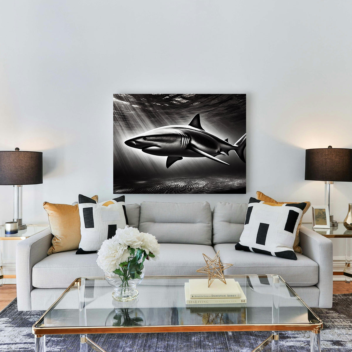 Bull Shark Grayscale Wall Art