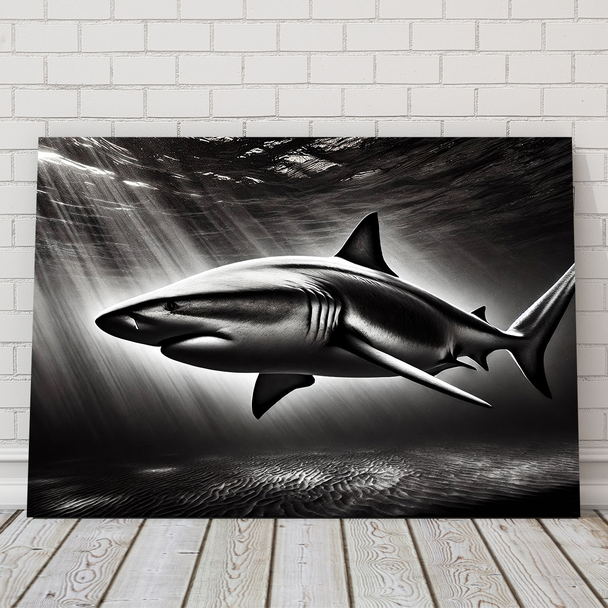 Bull Shark Grayscale Wall Art