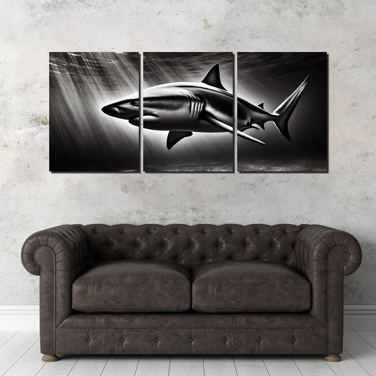 Bull Shark Grayscale Wall Art