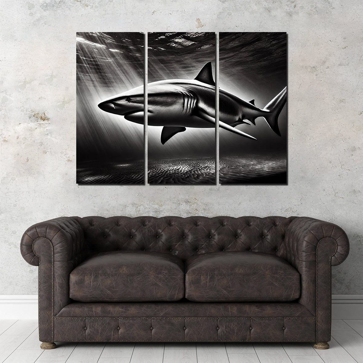 Bull Shark Grayscale Wall Art