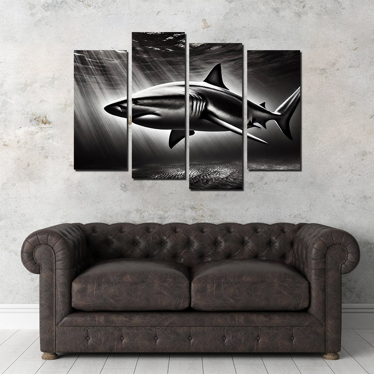 Bull Shark Grayscale Wall Art