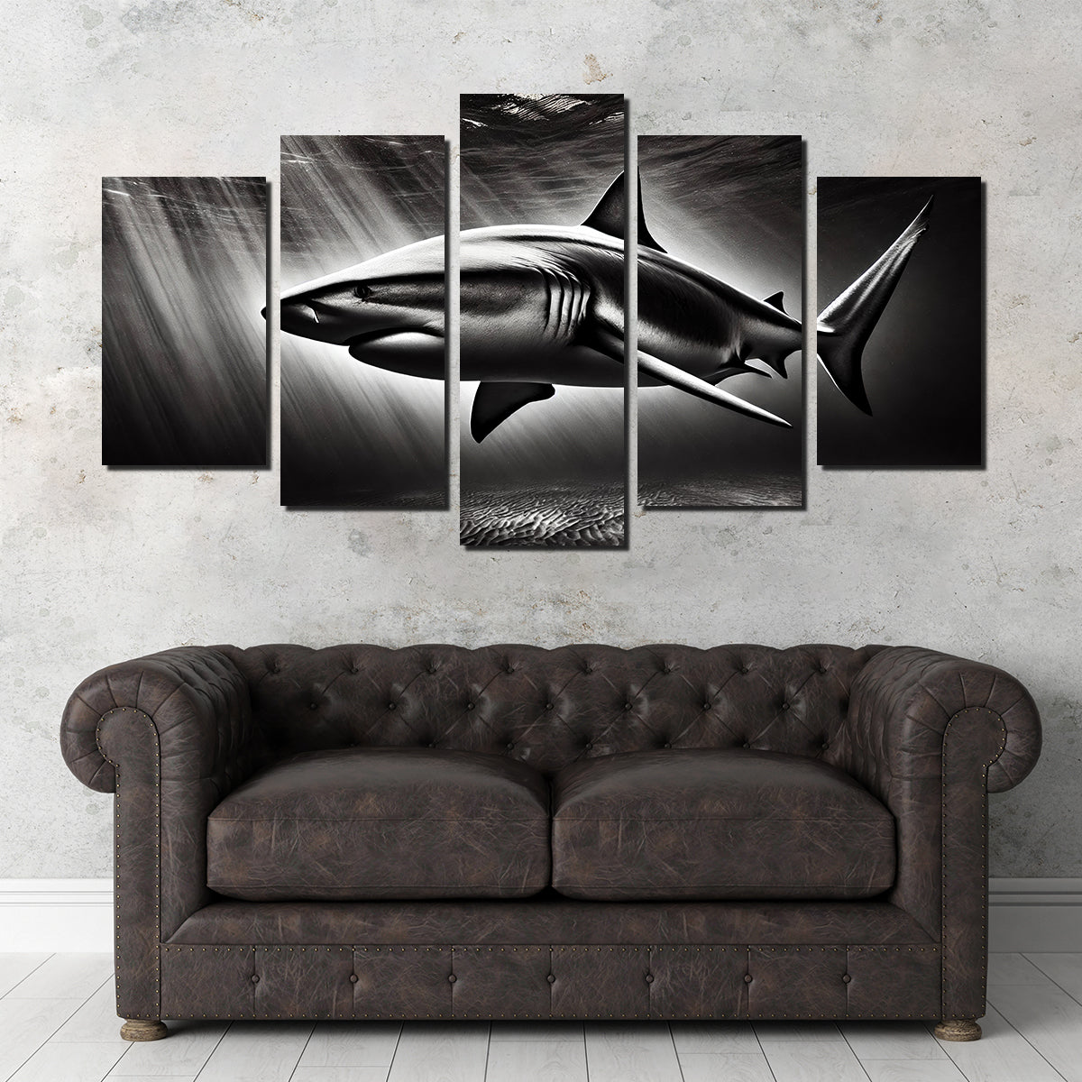 Bull Shark Grayscale Wall Art