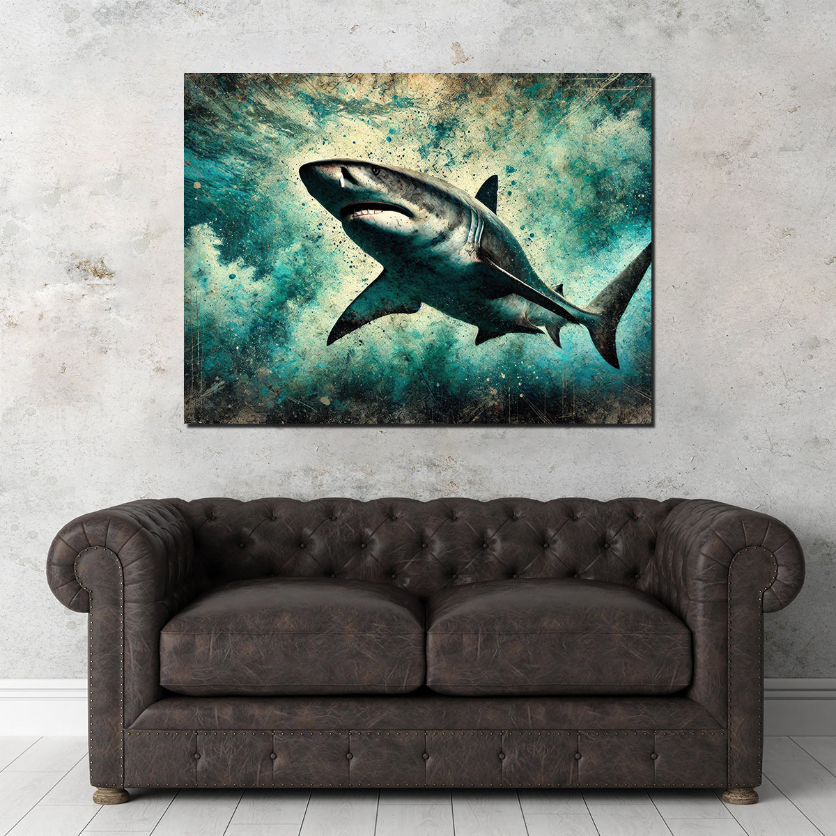 Bull Shark Grunge Wall Art