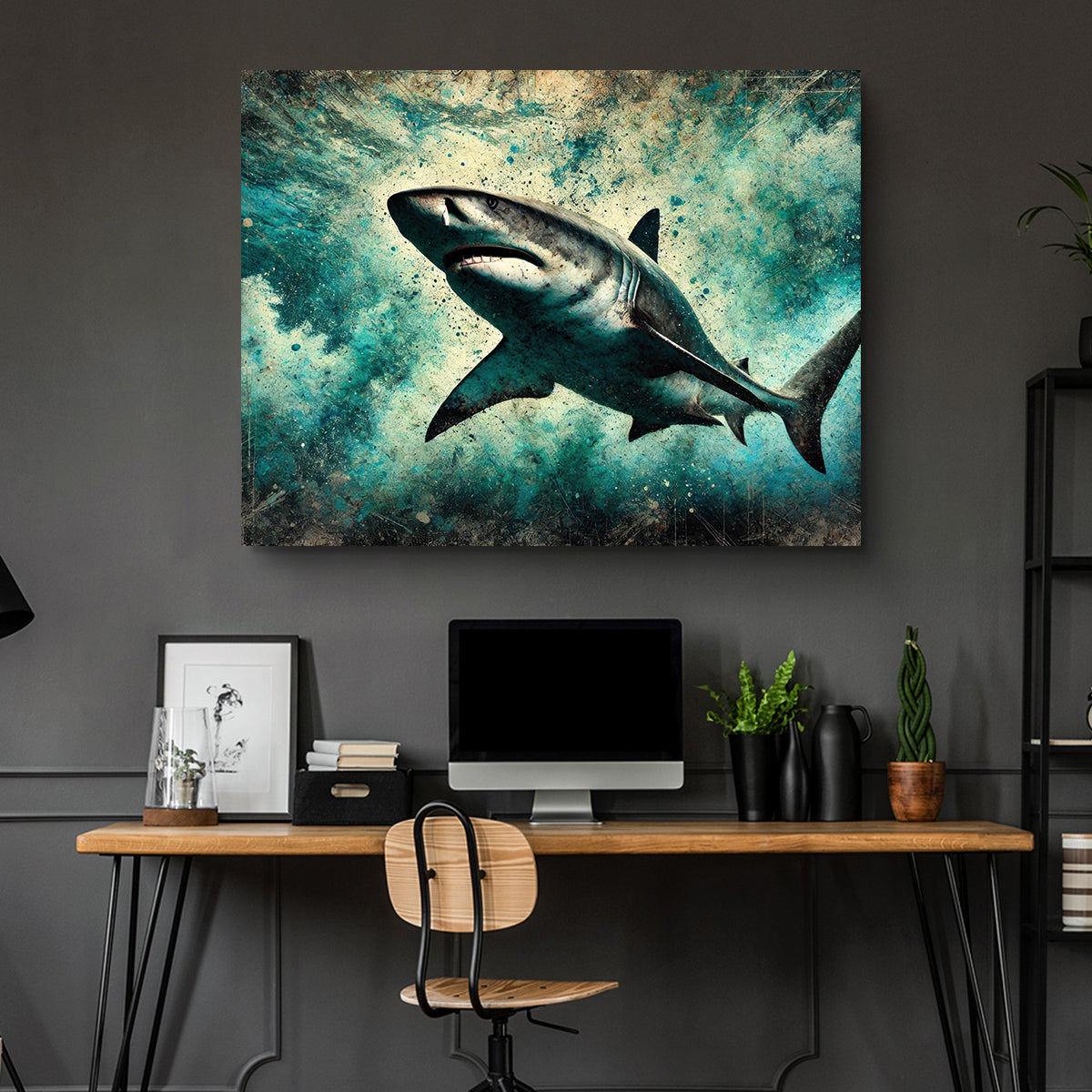 Bull Shark Grunge Wall Art