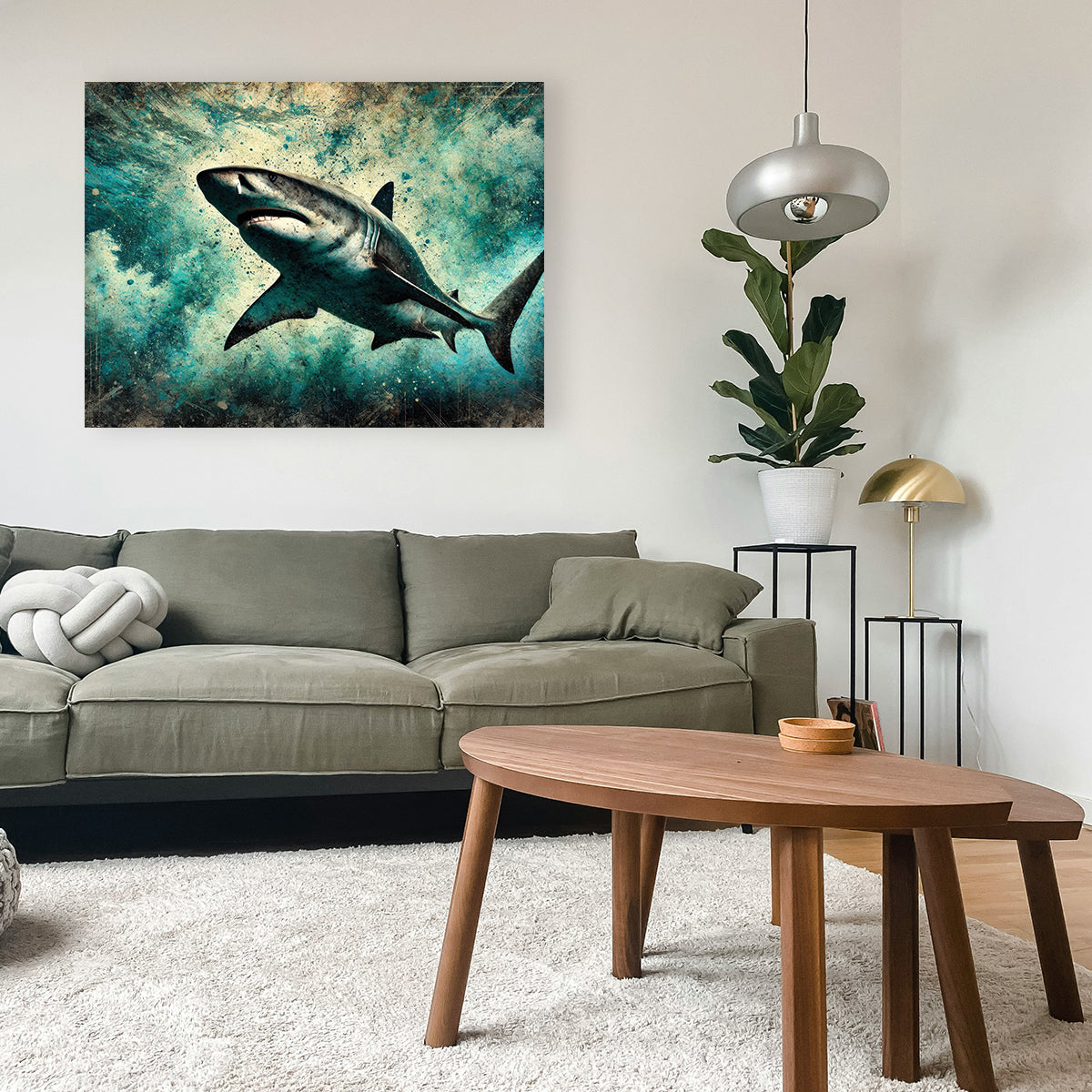 Bull Shark Grunge Wall Art