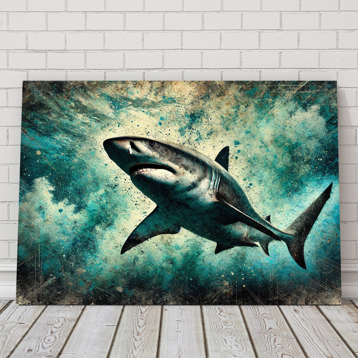 Bull Shark Grunge Wall Art