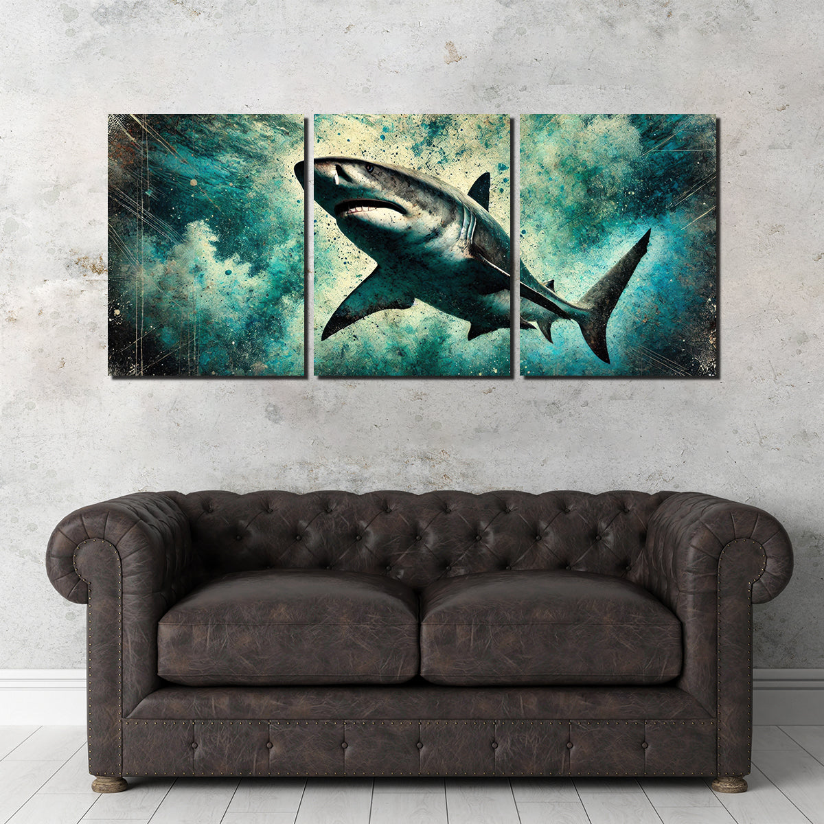 Bull Shark Grunge Wall Art