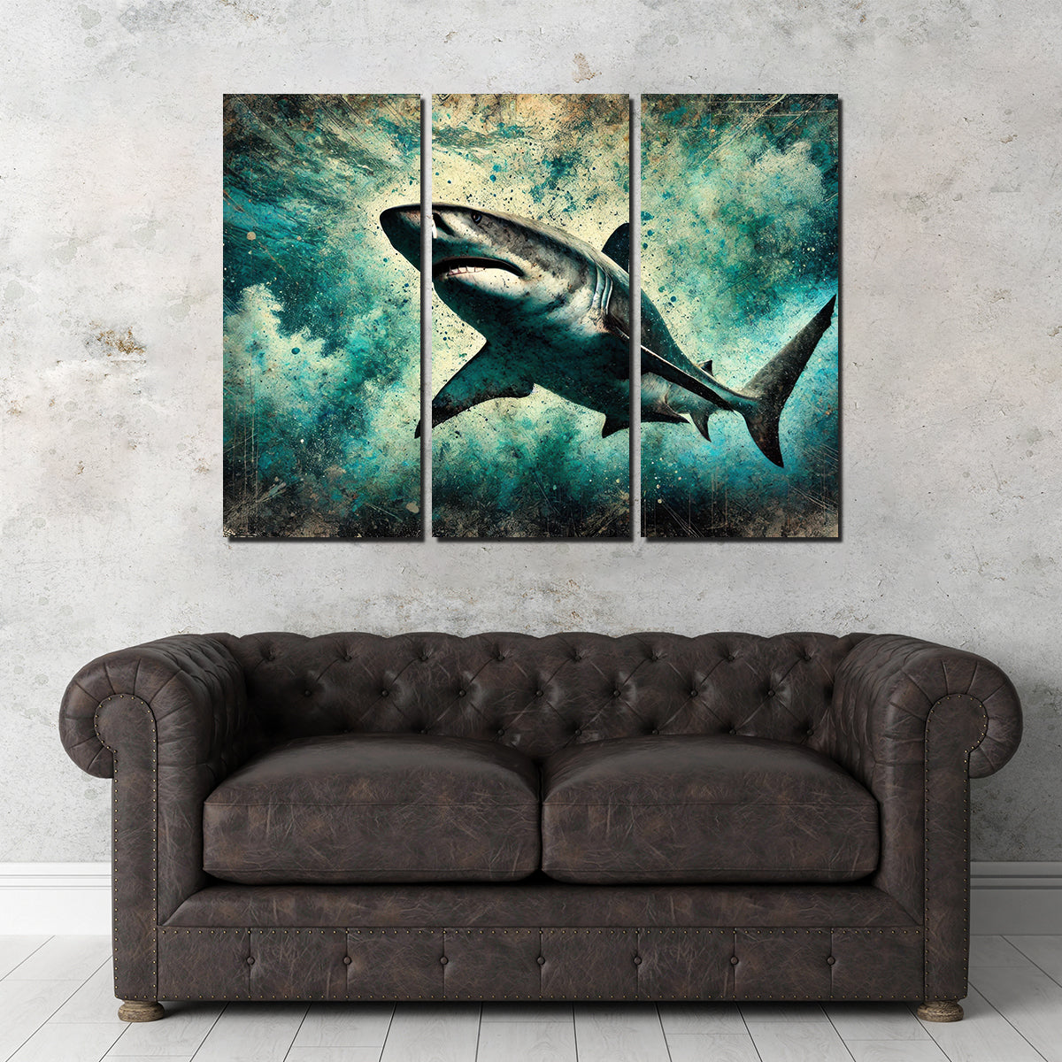 Bull Shark Grunge Wall Art
