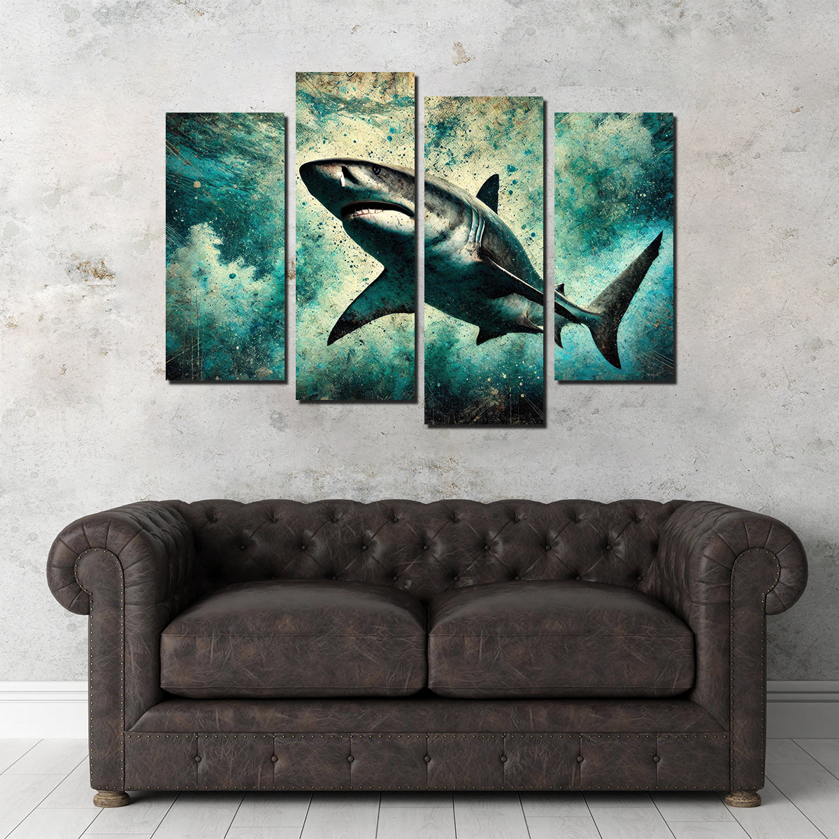 Bull Shark Grunge Wall Art