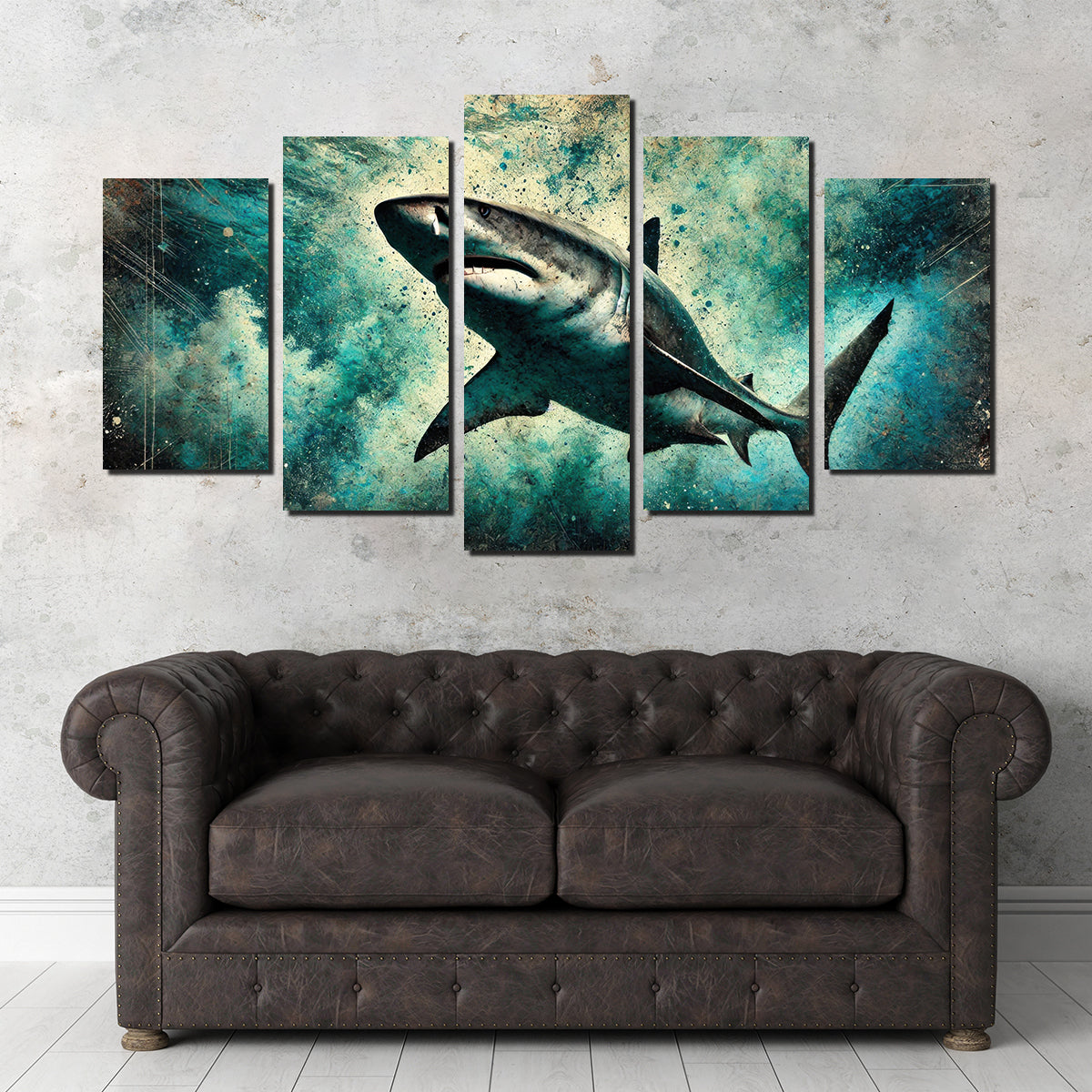 Bull Shark Grunge Wall Art