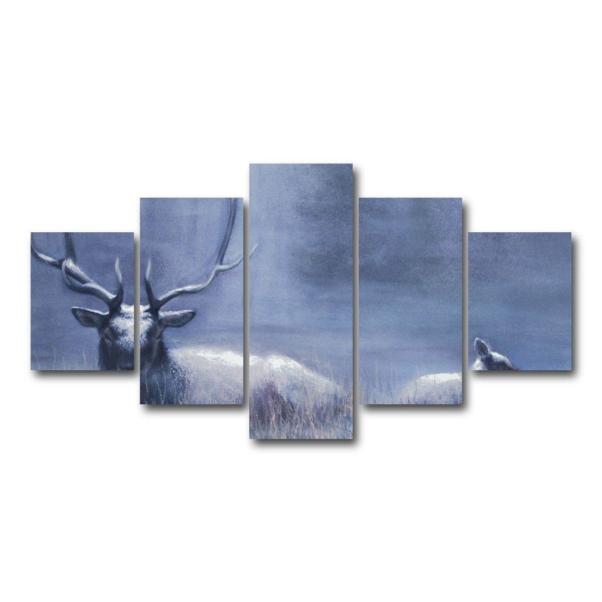 AUTO-MOCKUP WHITE | Bull Elk & Calf Blue | 5 Piece | Gallery Wrap Canvas | group=5_short