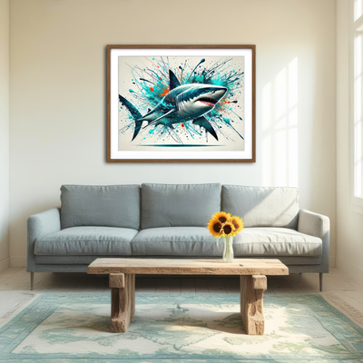 AUTO-MOCKUP ROOM | Bull Shark Color Spatter Wall Art
