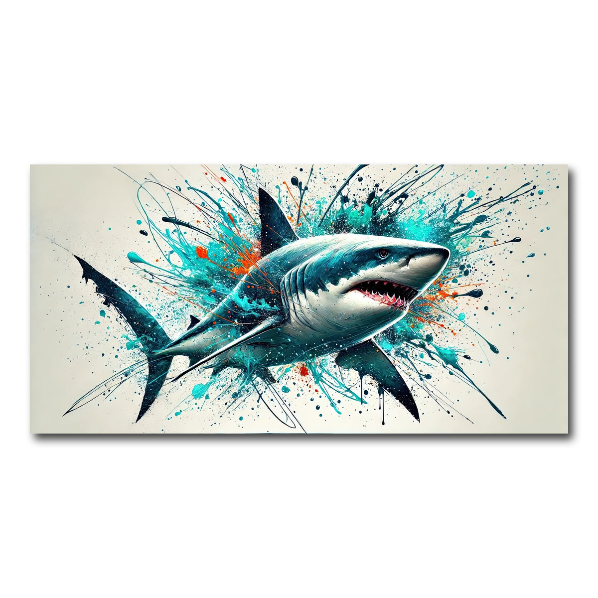 AUTO-MOCKUP WHITE | Bull Shark Color Spatter | 1 Piece | Gallery Wrap Canvas | group=2x1