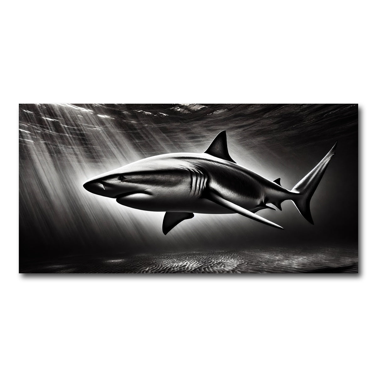 AUTO-MOCKUP WHITE | Bull Shark Grayscale | 1 Piece | Gallery Wrap Canvas | group=2x1