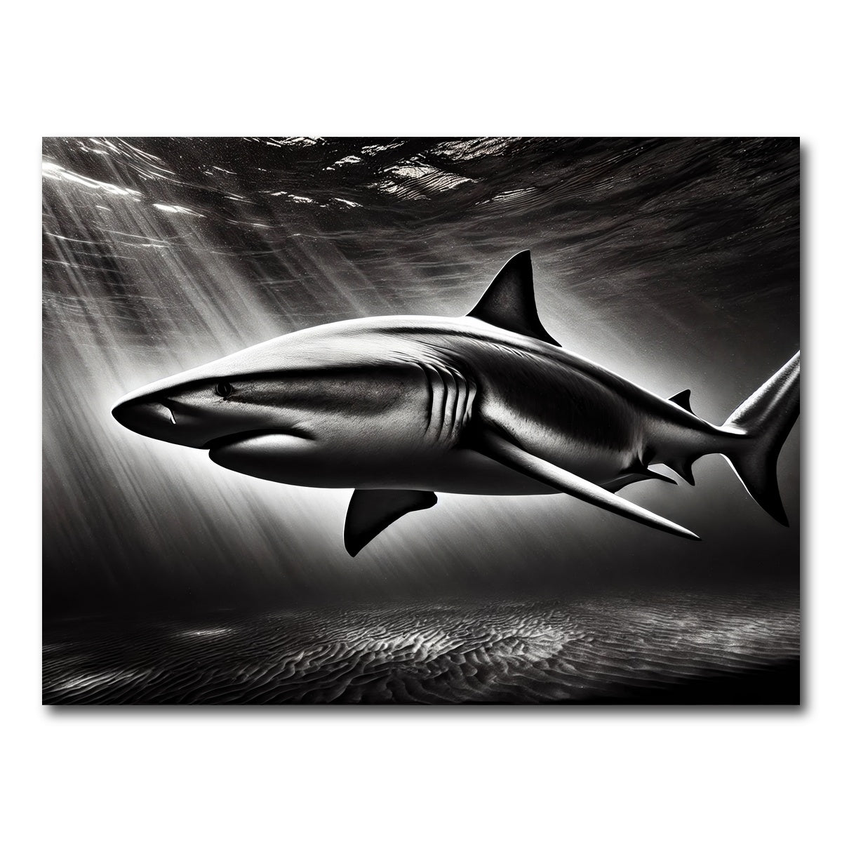 AUTO-MOCKUP WHITE | Bull Shark Grayscale | 1 Piece | Gallery Wrap Canvas | group=4x3