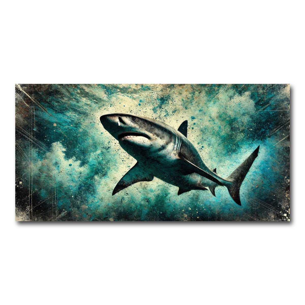 AUTO-MOCKUP WHITE | Bull Shark Grunge | 1 Piece | Gallery Wrap Canvas | group=2x1