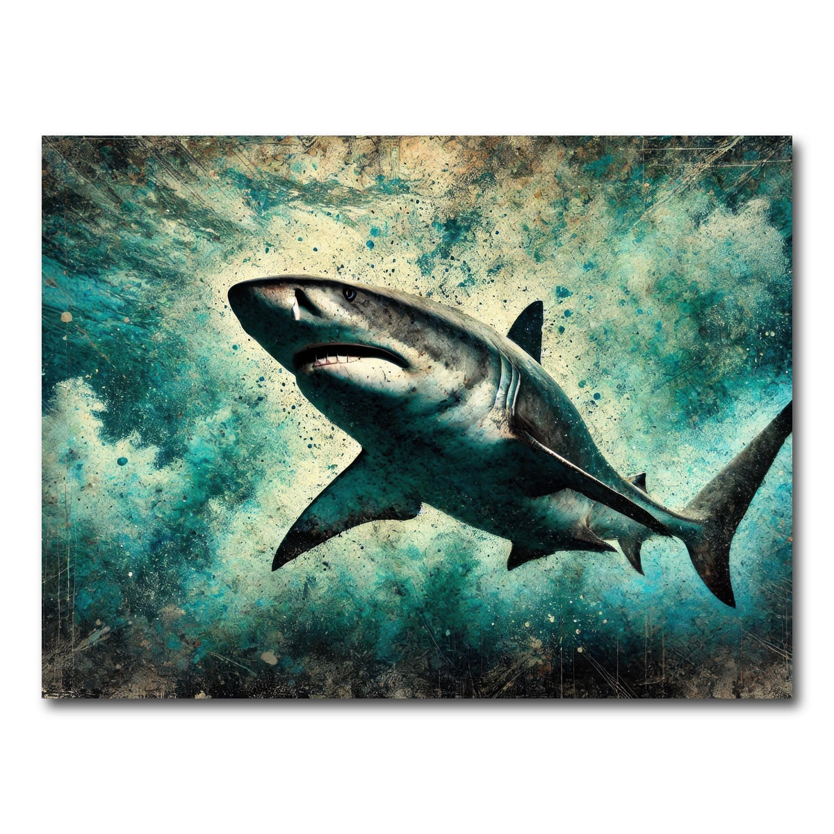 AUTO-MOCKUP WHITE | Bull Shark Grunge | 1 Piece | Gallery Wrap Canvas | group=4x3