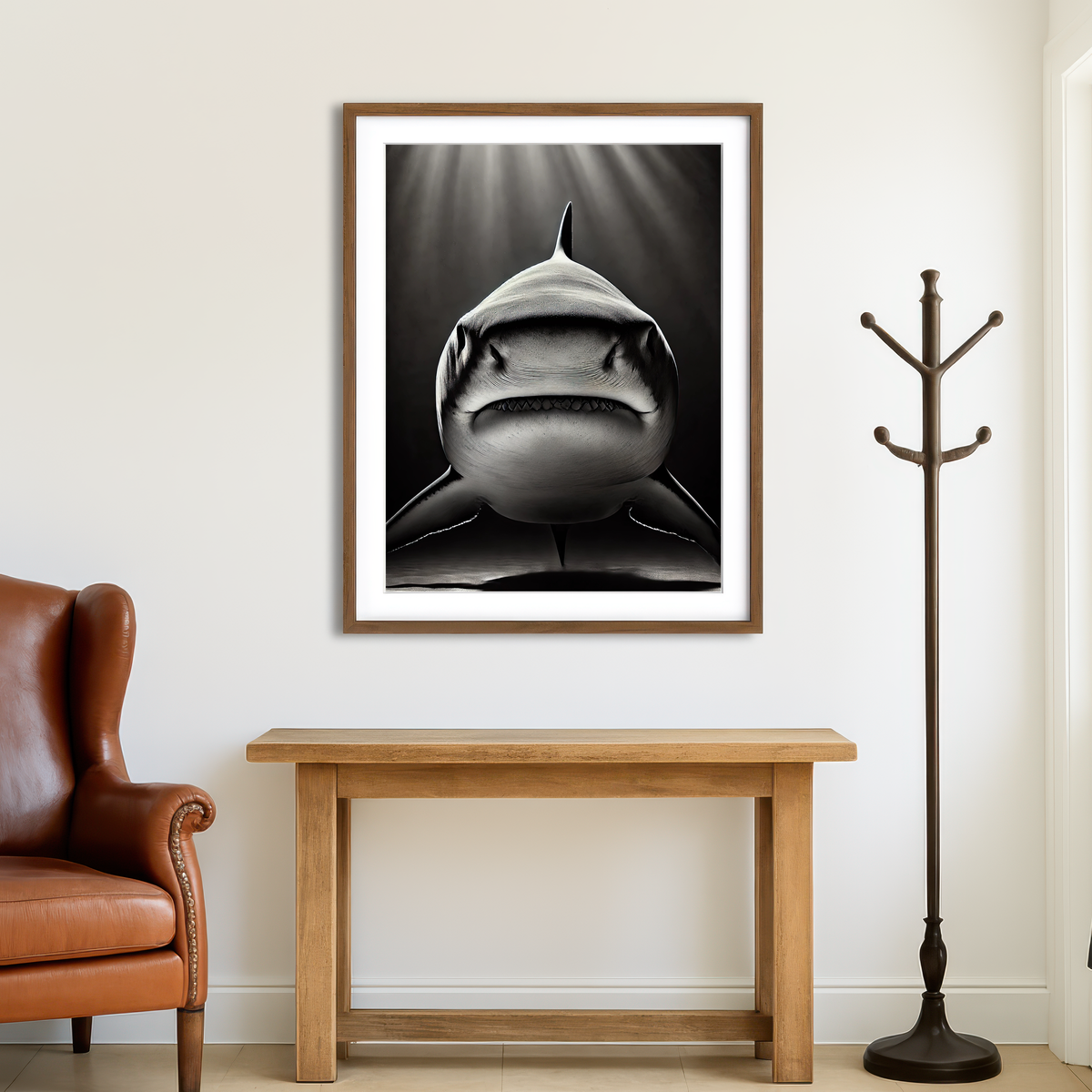 AUTO-MOCKUP ROOM | Bull Shark Head On Wall Art