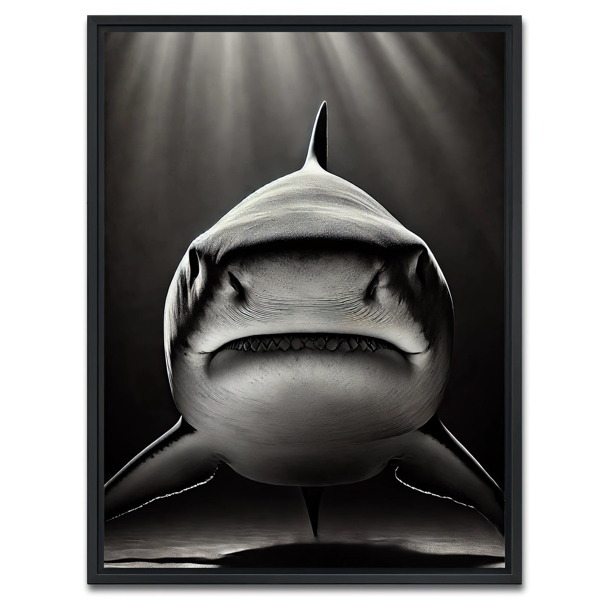 AUTO-MOCKUP WHITE | Bull Shark Head on | 1 Piece | Black Framed Canvas | group=3x4