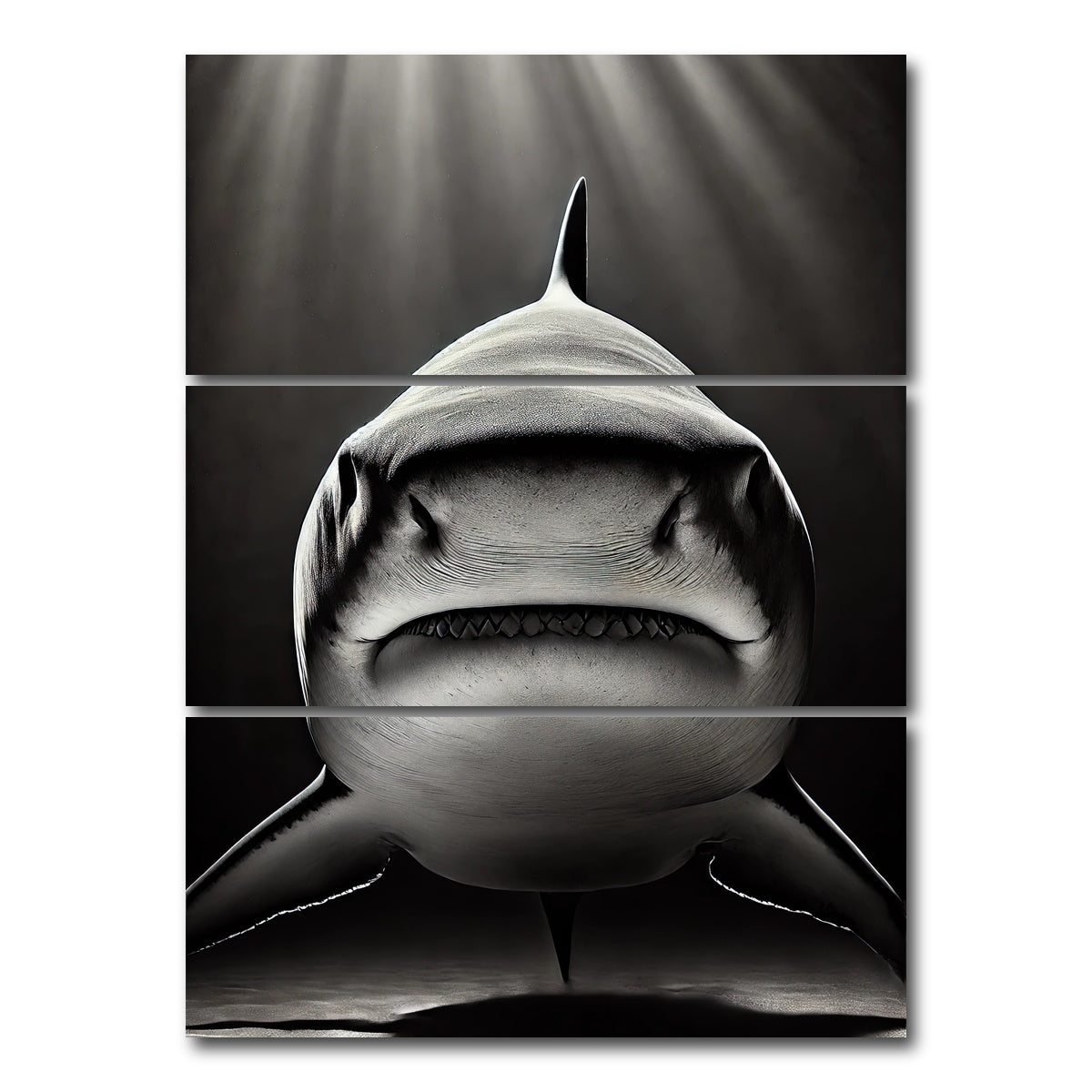 AUTO-MOCKUP WHITE | Bull Shark Head on | 3 Piece | Gallery Wrap Canvas | group=8x18_stacked