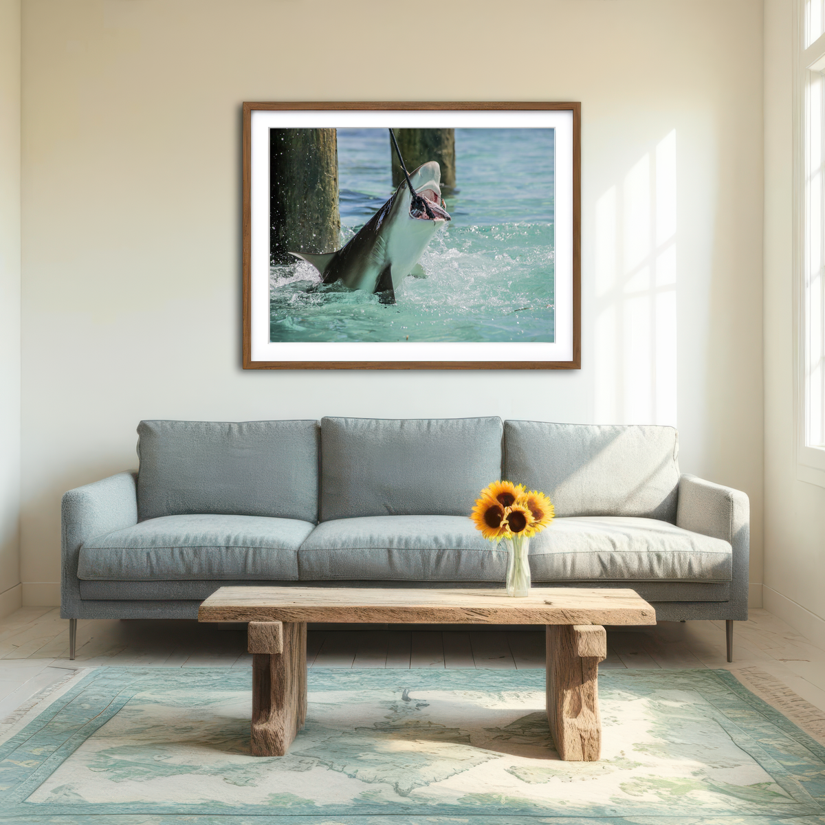 AUTO-MOCKUP ROOM | Bull Shark Snacking Wall Art