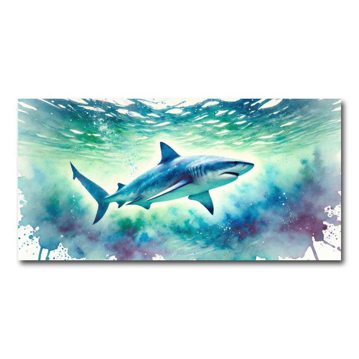 AUTO-MOCKUP WHITE | Bull Shark Watercolor | 1 Piece | Gallery Wrap Canvas | group=2x1